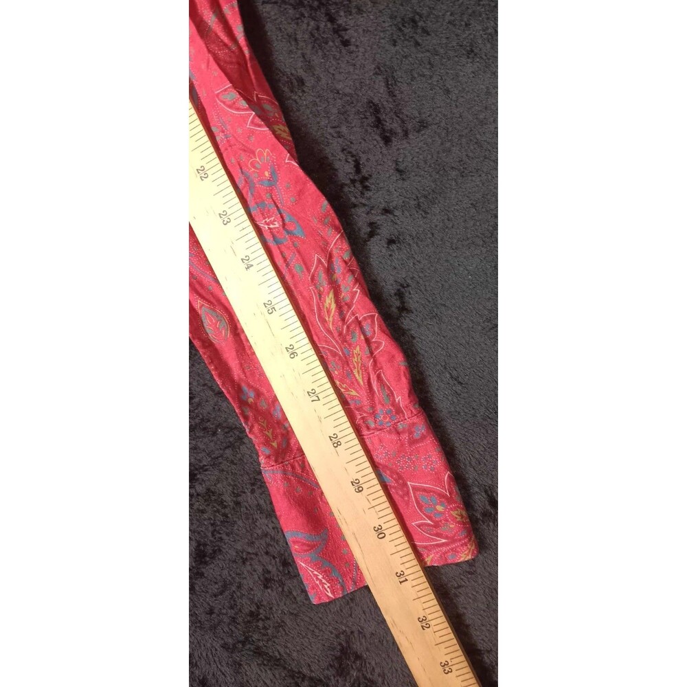 VTG Ralph Lauren Jeans Company Long Sleeve Pearl Snap Button Up M Red Paisley - Picture 10 of 12